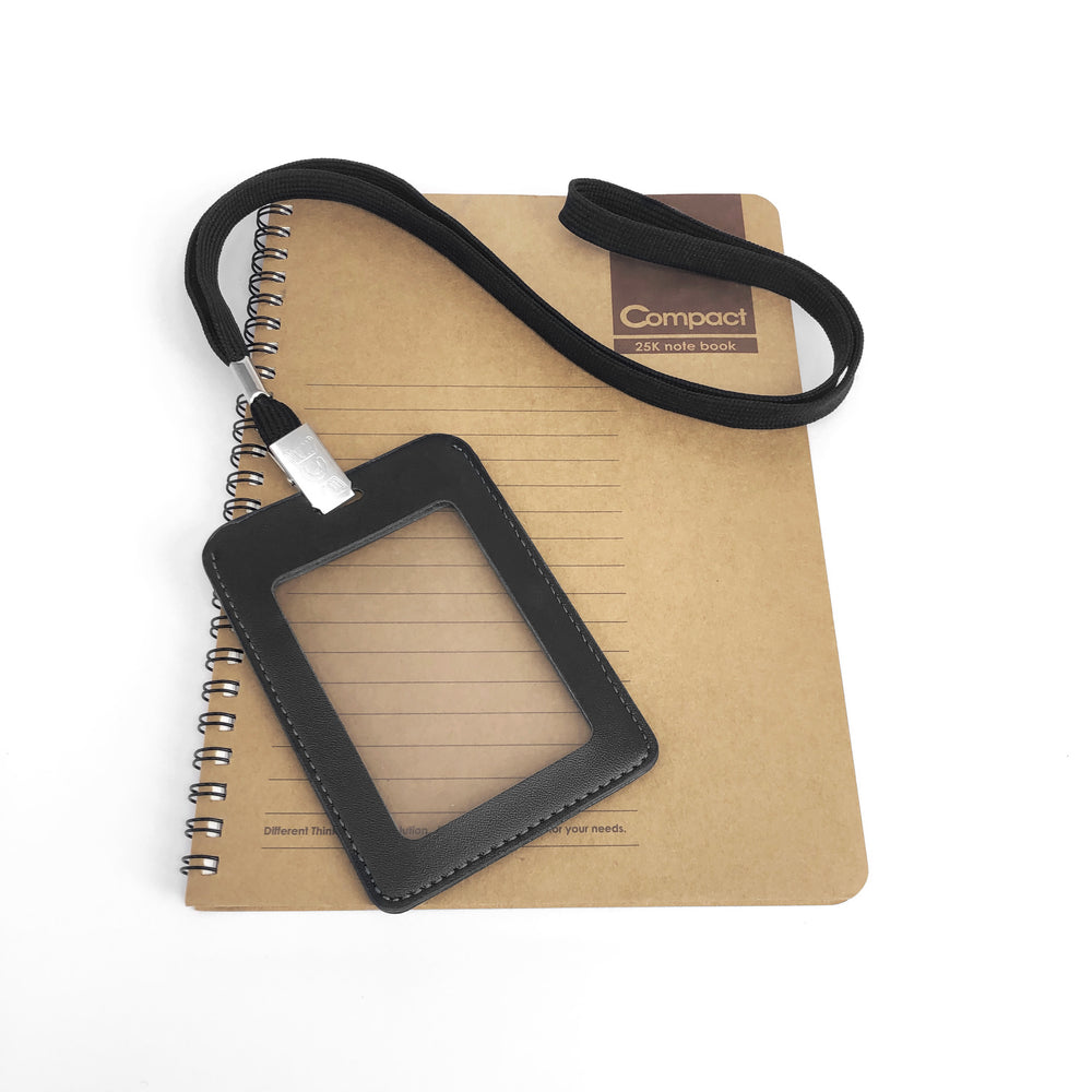 PU Leather Badge Holder - Double Sided Window (Vertical)