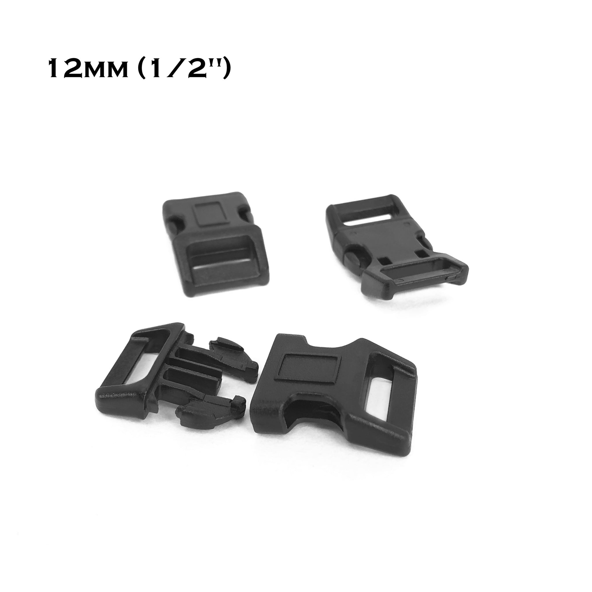 12mm (1/2 inch) Plastic Paracord Buckles Black
